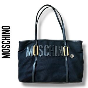 Moschino Black Tote with Gold Accents